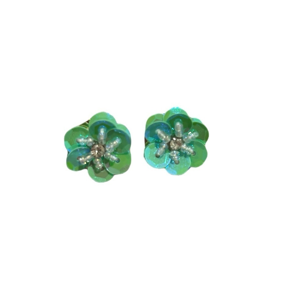 Sequin Beaded Flower Earrings